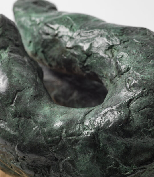 Figurative sculpture Control with Green Patina