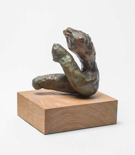 Figurative sculpture Held with Green Patina