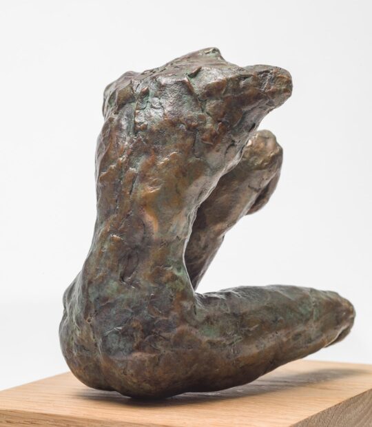 Figurative sculpture Held with Green Patina