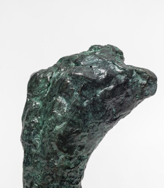 Figurative sculpture Kneel II with Green Patina