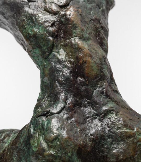 Figurative sculpture Kneel I with Green Patina